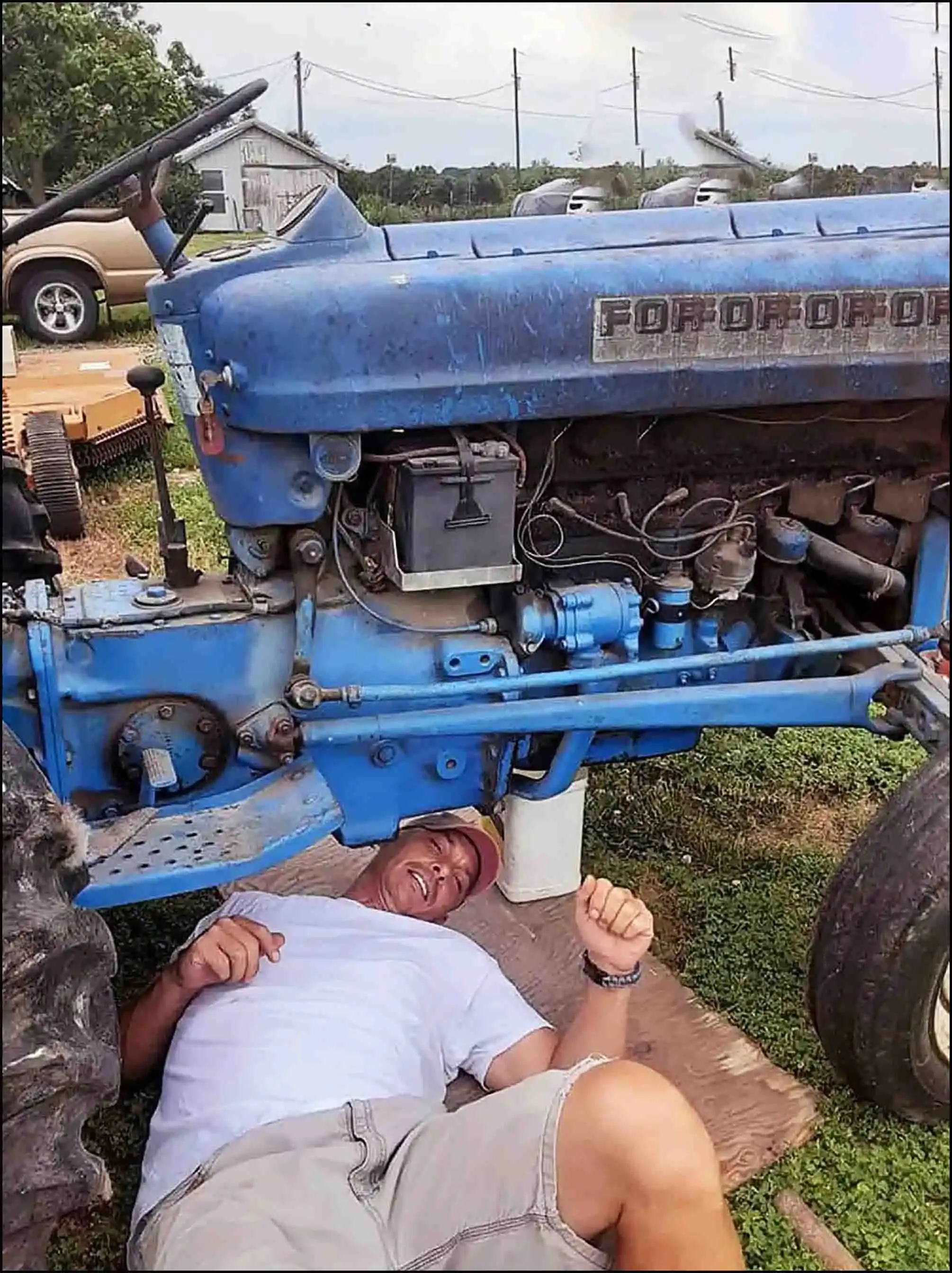 Author David Haave's blue tractor in the book Spring Break to Mars. -- David Haave